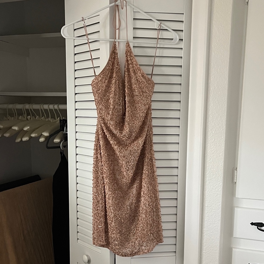 Alice and Olivia sequin cowl neck dress